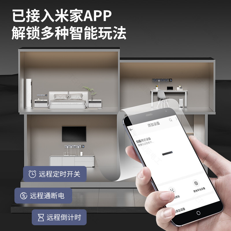 国际电工智能触控显示屏轨道插座已接入米家APP厨房餐边柜5孔插排,淘宝优惠券,粉丝福利购,淘宝优惠卷