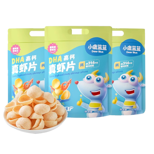 Fawn Blue DHA High Calcium Real Shrimp Crackers Nicht frittierte Kindersnacks 0 Transfettsäurefreies Säuglingsrezept