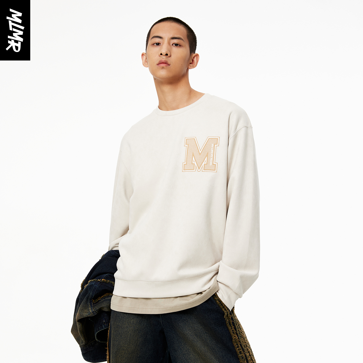 MLMR新款麂皮绒多巴胺穿搭圆领美式复古卫衣