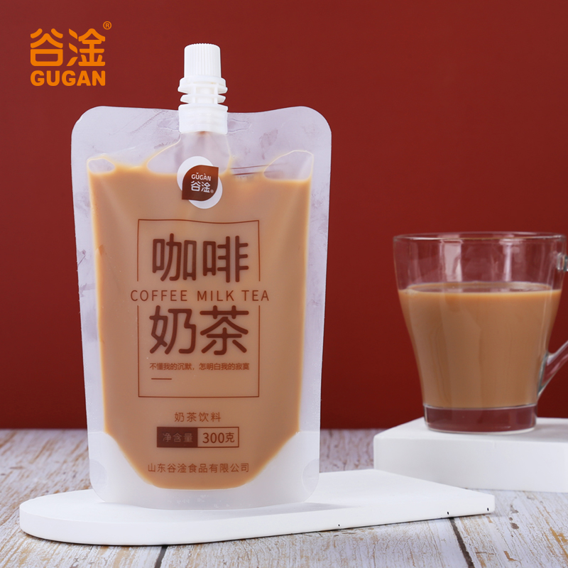 谷淦奶茶系列饮料300g自立袋炭烧奶茶咖啡奶茶饮料风味饮料袋装-图0