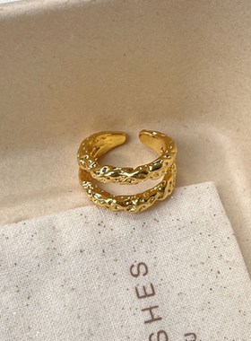 浪漫传说不规则火山岩肌理感戒指