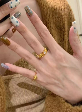 浪漫传说中古鸢尾花蕾丝戒指女