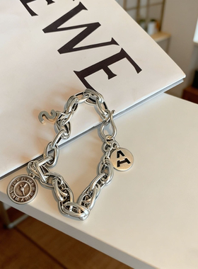 浪漫传说韩国圆牌字母大门手链