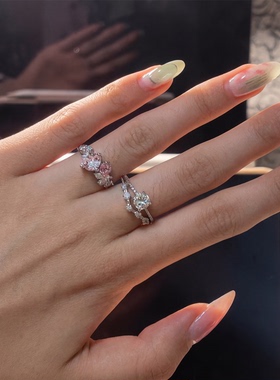 浪漫传说轻奢风双生花戒指女