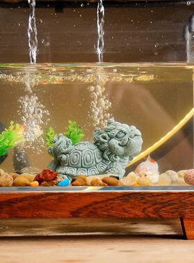 创意运财小龙龟茶宠茶玩摆件青砂石鱼缸造景盆栽茶桌茶台桌面装饰