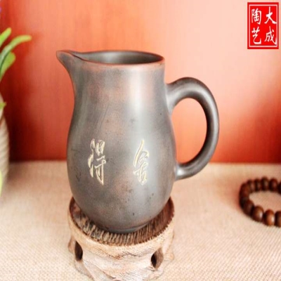 坭兴陶公道杯，小中大号，手工大容量公道杯，品茶用具 - 图0