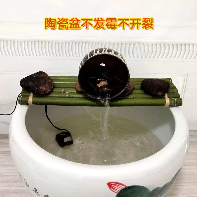 竹排流水摆件缸水景不插电的日式水循环鱼缸上的水缸板配件好竹垫 - 图0