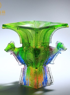 生意兴隆摆c件开业礼品实用大气琉璃四羊方尊鼎中国特色送老外高