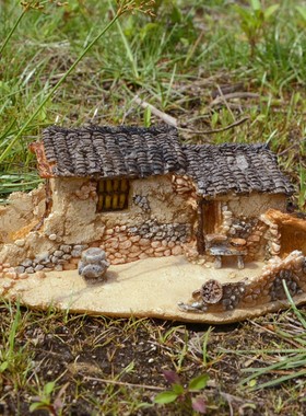 真自在老房子摆件小装饰品创意y微景观仿真模型盆景树脂礼物万圣