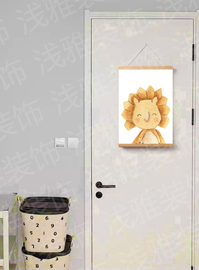 卡通恐龙布艺卷轴挂画免打孔遮挡