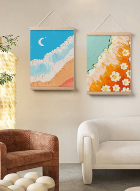 星月云海免打孔电表箱遮挡卷轴画
