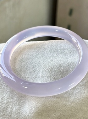 纯天然紫罗兰玛瑙手镯女款冰飘紫冰种玉镯子高冰淡紫色玉髓送礼物