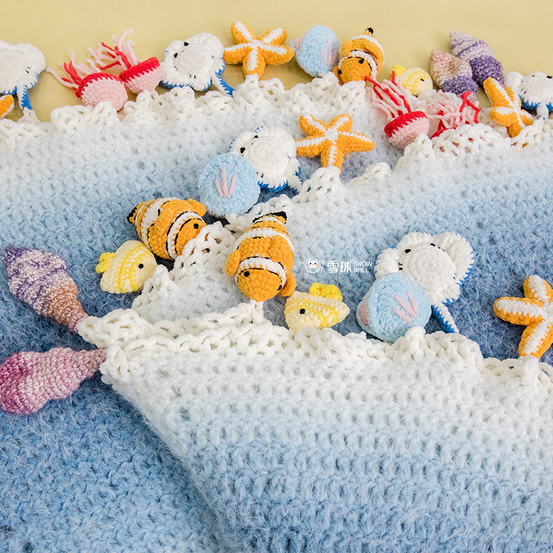 雪球diy手工编织小萌丝花束毯材料包毛线针织海洋午睡盖毯子礼物,淘宝优惠券,粉丝福利购,淘宝优惠卷