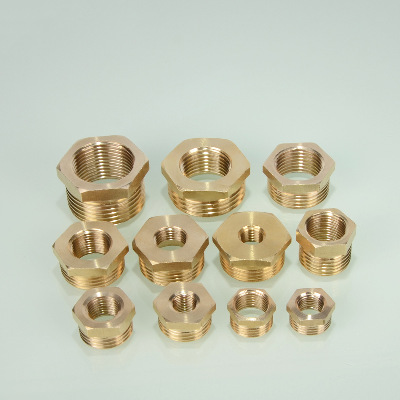 全铜补芯内外丝变径铜接头1/8 1/2 1/4 3/4分转6分变1寸黄铜配件 - 图1