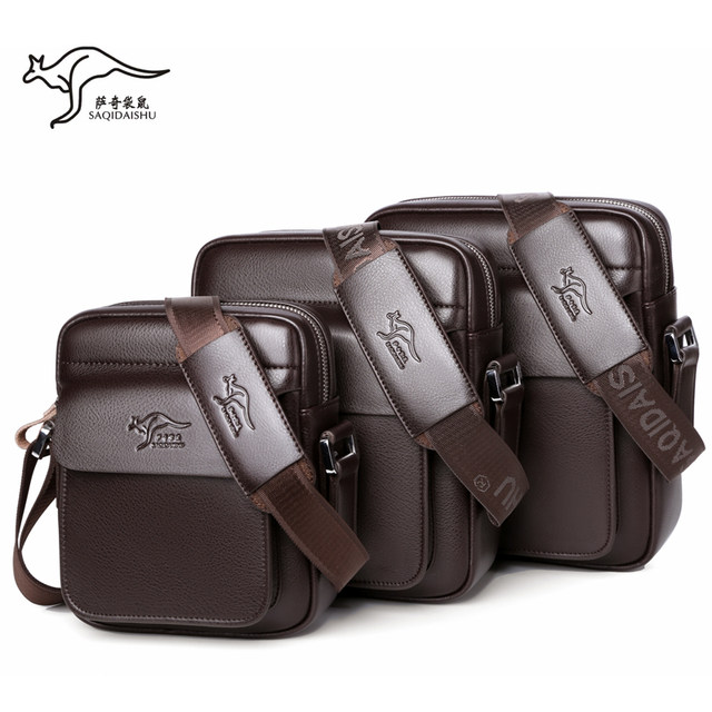 Sachy Kangaroo Men's Shoulder Bag Genuine Leather Business Men's Bag Crossbody Bag Soft Leather Hanging Bag Casual Slant Small Backpack