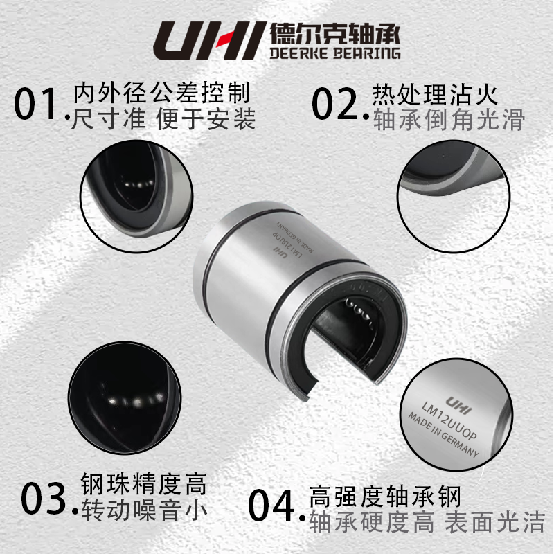 UHI进口开口型直线轴承 精密滑块超顺滑导轨轴承 LM10 12 13 UUOP - 图0