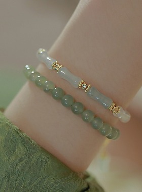 【云水谣】新中式竹节串珠手链复古设计金丝玉南瓜手串纯手工闺蜜