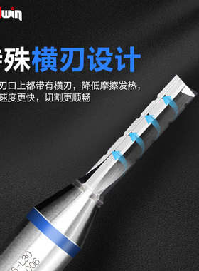 悍德威TCT通用三刃开料刀双贴面板直刀带排屑雕刻机开槽木工修边