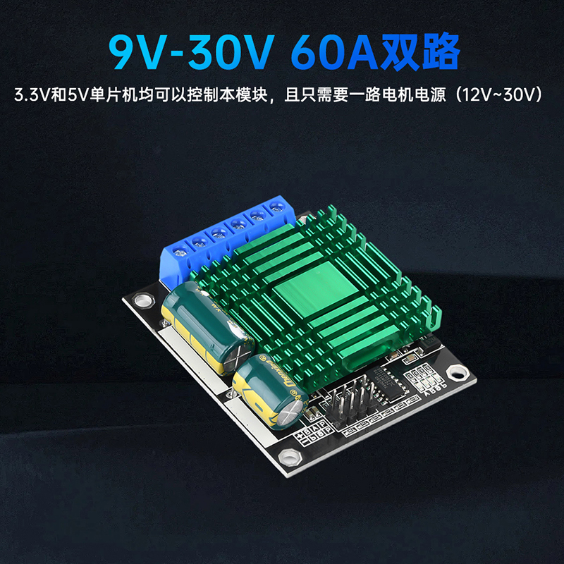 9-30V直流电机驱动模块H桥PWM调速器60A正反转板3.3V5V单片机控制 - 图1