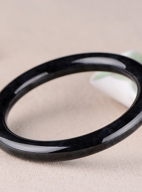 方言企业夏日新品精品墨玉籽料圆条56至60mm复古时尚男女手镯h