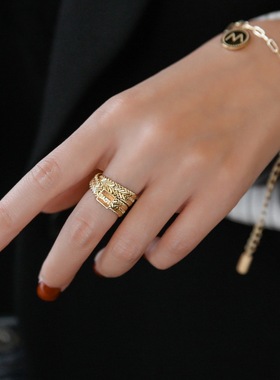 欧美复古时尚戒指不掉色