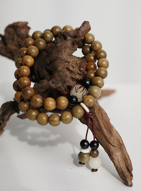 天然绿檀手串檀木手链白