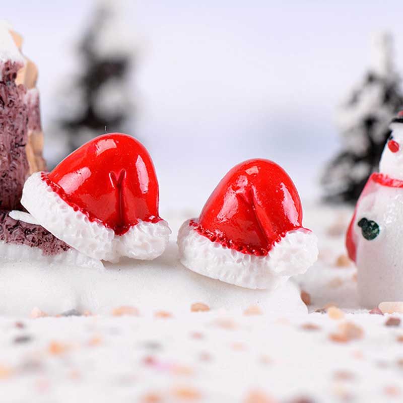 微景观创意生态瓶装饰小摆件迷你卡通圣诞帽圣诞场景摆设红色帽子,淘宝优惠券,粉丝福利购,淘宝优惠卷