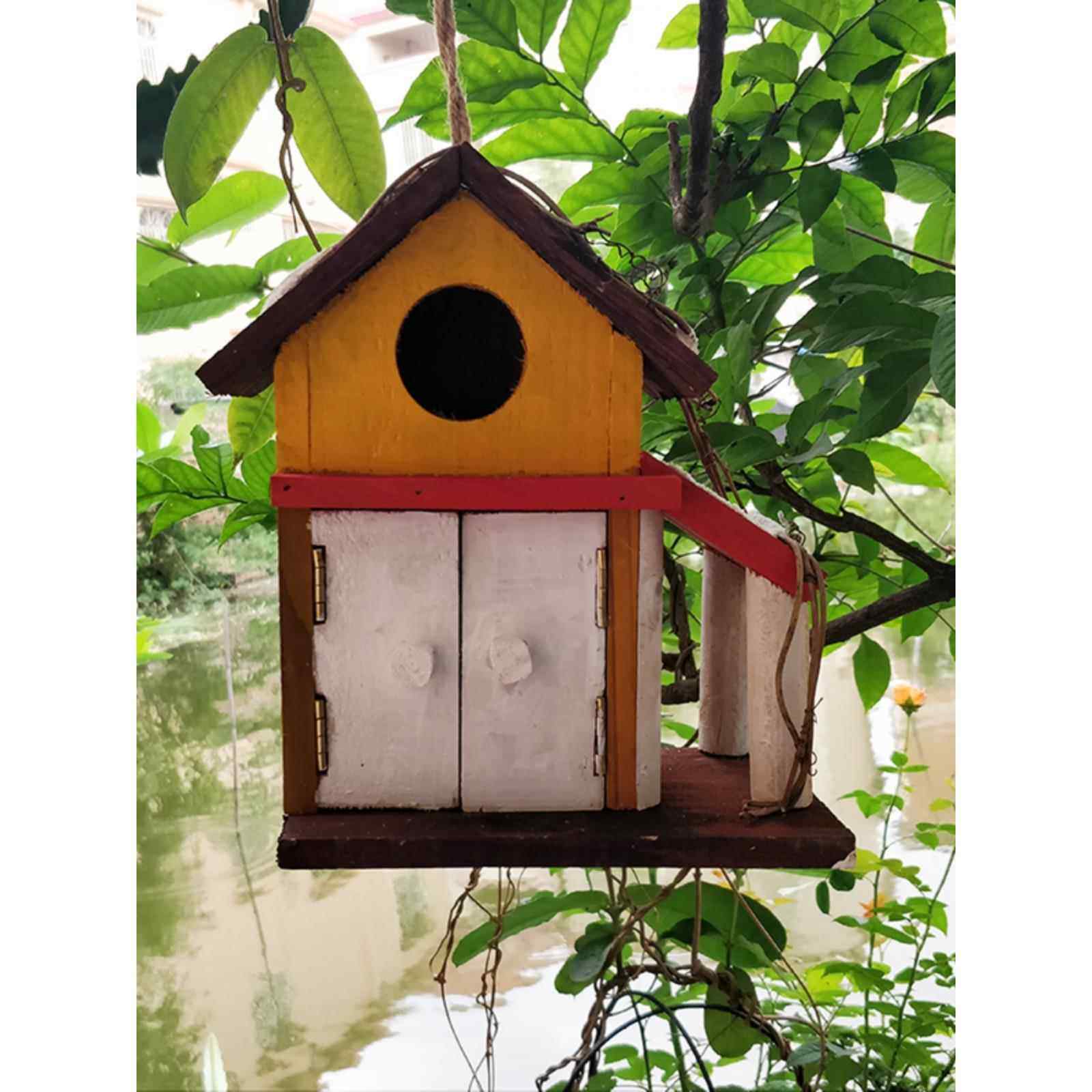 创意手工制作木鸟屋鸟窝鸟巢喂鸟器木制炭化防腐鸟笼小鸟装饰玩具,淘宝优惠券,粉丝福利购,淘宝优惠卷