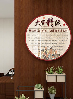 中医馆背景墙装饰望闻问切大医精诚挂画医院诊所广告宣传名医画像