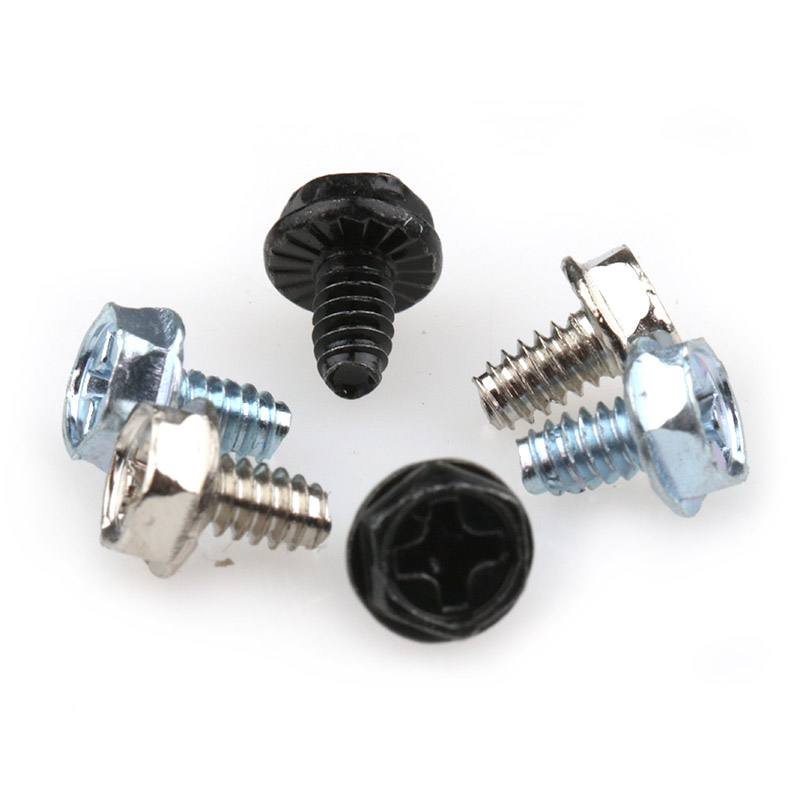 Computer case screws with outer hexagonal pads