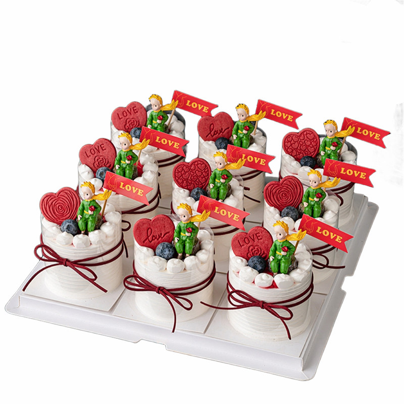 玫瑰小王子告白蛋糕装饰七夕情人节摆件情侣求婚表白love烘焙插旗
