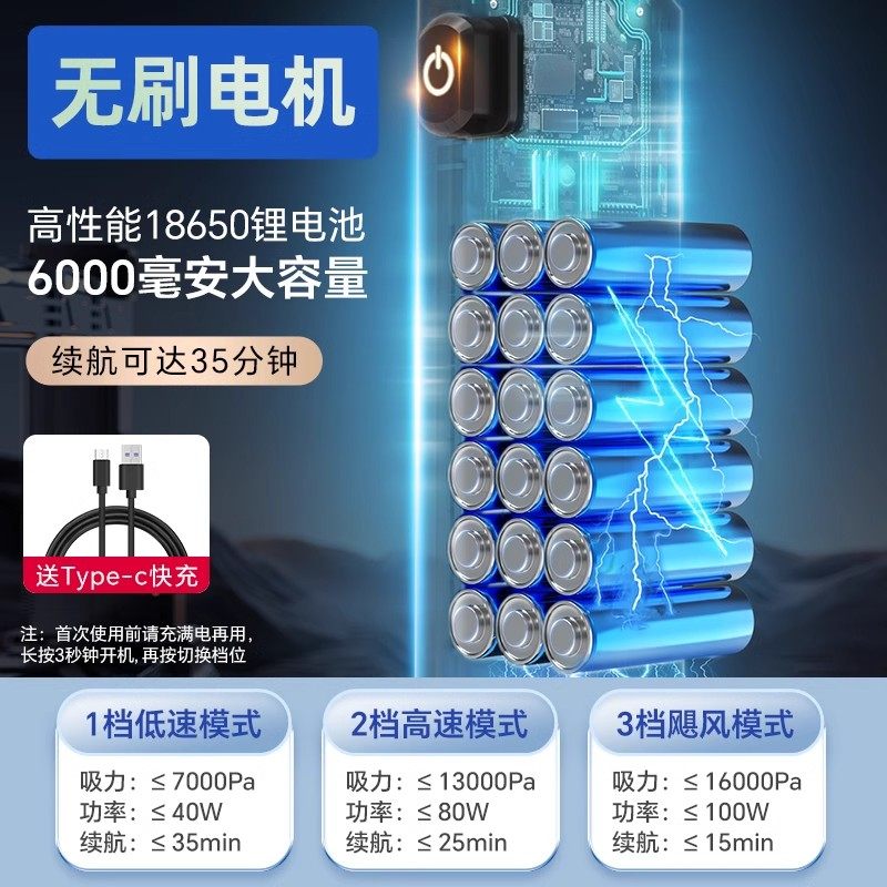 凌匠车载无线吸尘器吸吹充抽汽车用家车两用小型无刷3档大吸力12V,淘宝优惠券,粉丝福利购,淘宝优惠卷