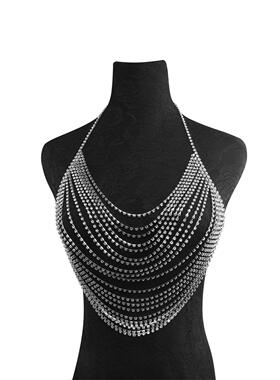 独家定制满钻身体链 性感夸张 时尚闪钻元素身体衣饰链 夜店胸链