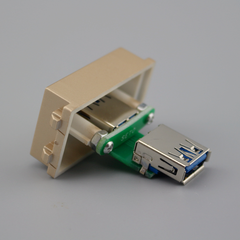 128型香槟金色3.0版USB数据模块母对母USB直通延长直插面板功能件 - 图2