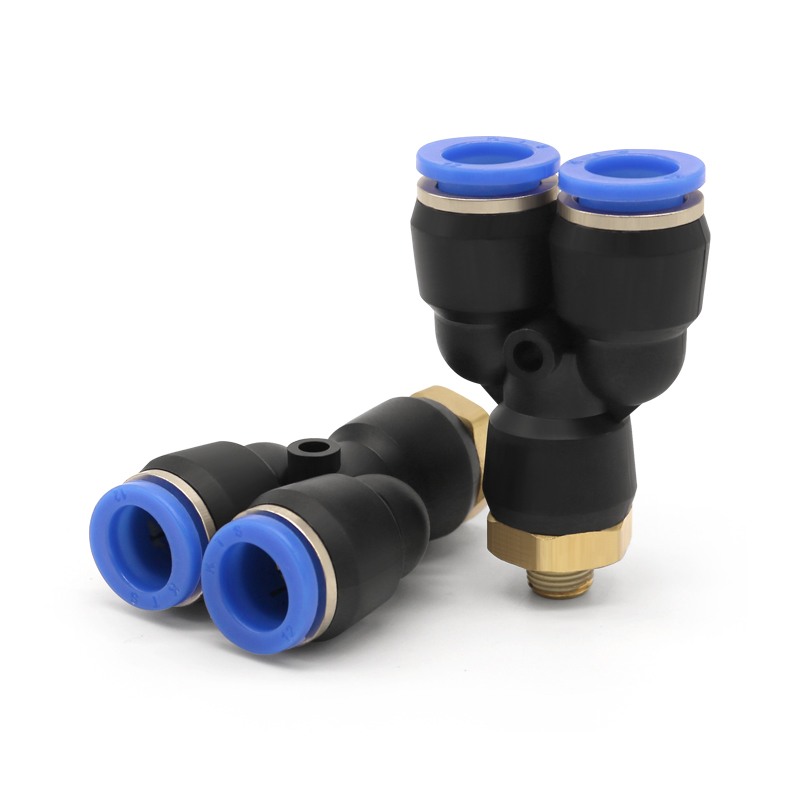 气动快速接头快插Y型螺纹三通气泵管气缸电磁阀空压机PX8-02 6-01 - 图0