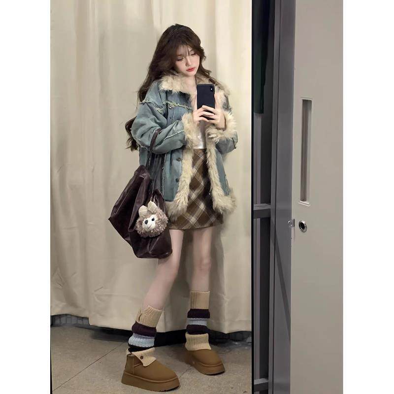 复古羊羔毛牛仔毛毛外套女冬季新款夹棉加厚棉衣百搭宽松棉服上衣,淘宝优惠券,粉丝福利购,淘宝优惠卷