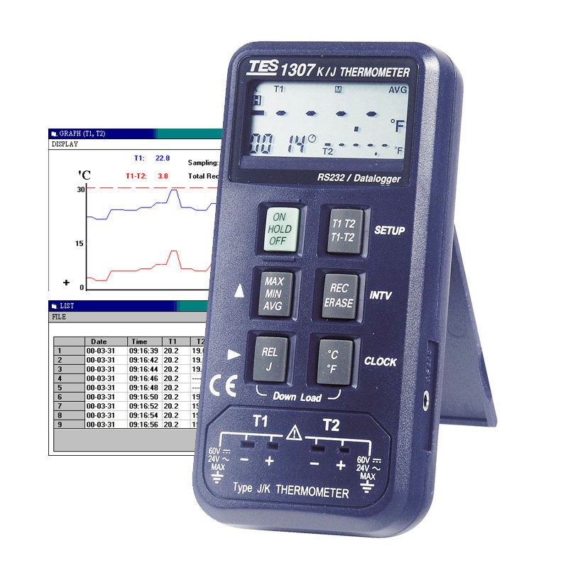 TES-1306/1307进口工业高精度K/J型热电偶数字温度计温度表检测仪 - 图3