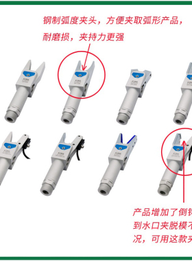 CRG机械手手指气缸气动夹爪两指气动加长柄水口料头夹子夹具GRT20
