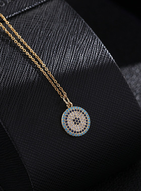 蓝眼睛锁骨链恶魔之眼吊坠