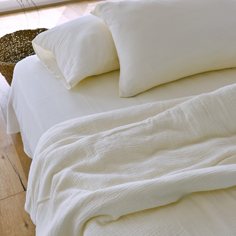 纱布床单双层纱棉麻裸睡单被罩两件双人卧室家用隔脏防尘床盖水洗