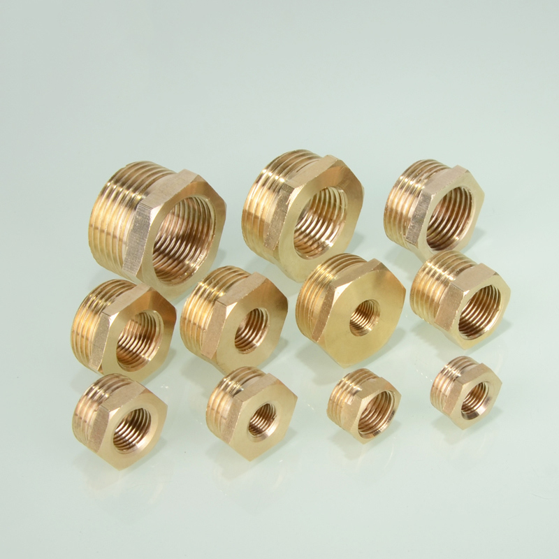 全铜补芯内外丝变径铜接头1/8 1/2 1/4 3/4分转6分变1寸黄铜配件 - 图2