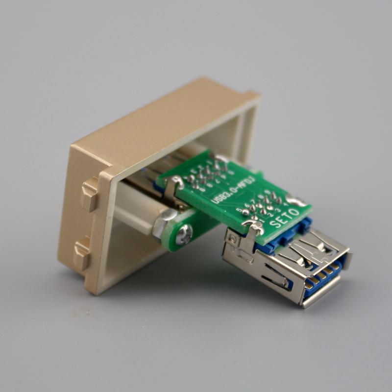 128型香槟金色3.0版USB数据模块母对母USB直通延长直插面板功能件 - 图1