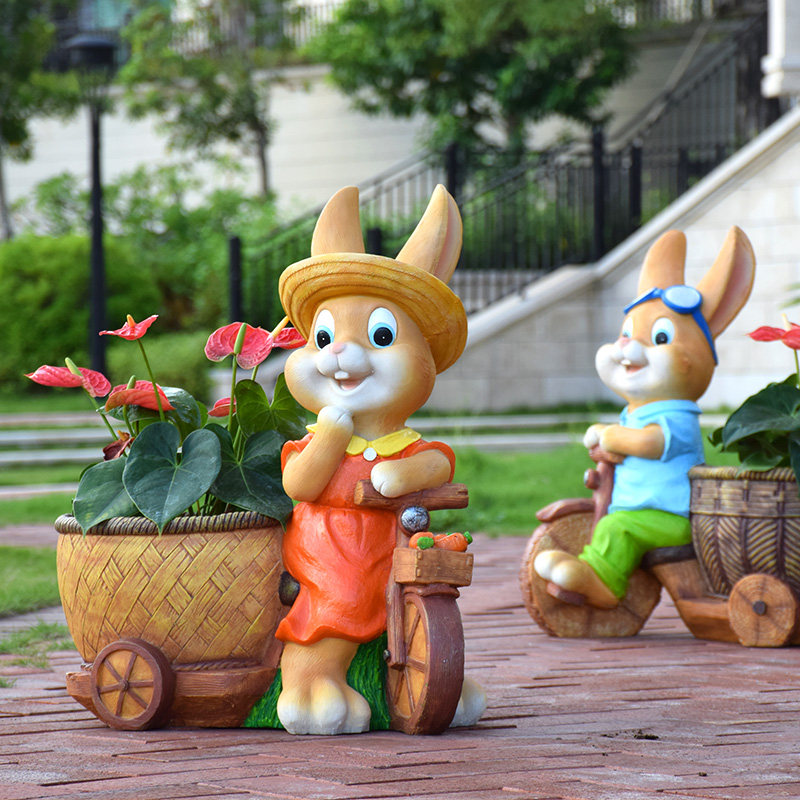 园林景观雕塑小品卡通兔子花缸户外花园庭院装饰树脂花盆创意摆件,淘宝优惠券,粉丝福利购,淘宝优惠卷