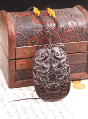 红木檀木貔貅无事牌男女