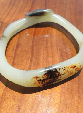 方言巨漏原生鸡油黄玉籽料特色异型画面玉森林意境精品籽料手镯R