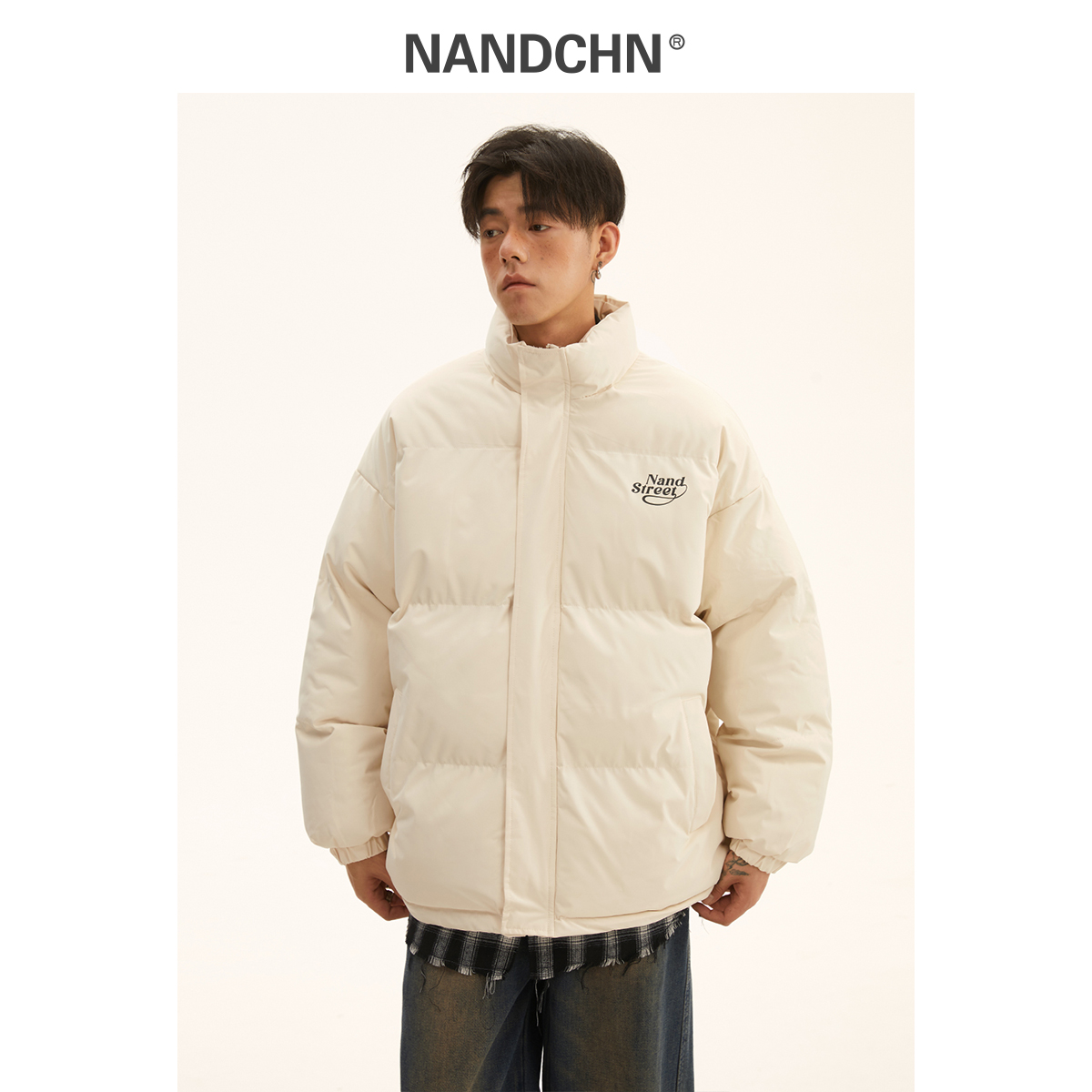 NANDCHN日系立领棉服男冬季新款加厚保暖面包服宽松短款棉衣外套 - 图1