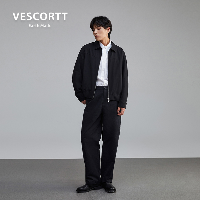 VESCORTT羊毛天丝混纺WOOLMAX™ 可机洗 秋款简约翻领夹克外套男 - 图0