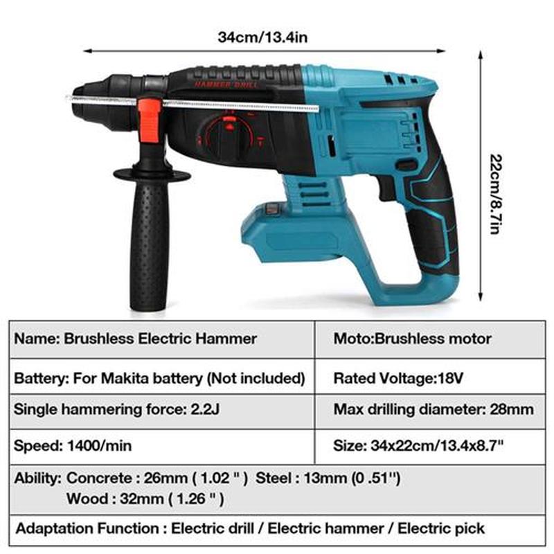 rechargeable brushless cordless rotary hammer drill Impact - 图0