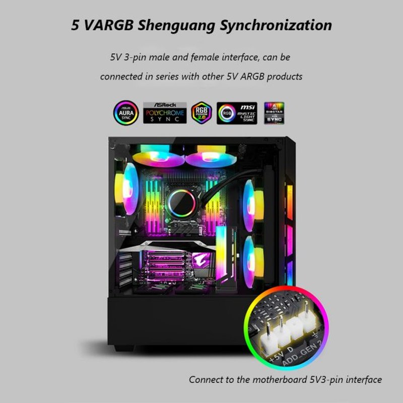 COOLMOON CM-GH2 Vertical GPU Support Colorful 5V 3/4pin A-RG-图1