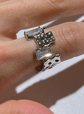925 Sterling Silver Rings For Women Men White Stone Square S